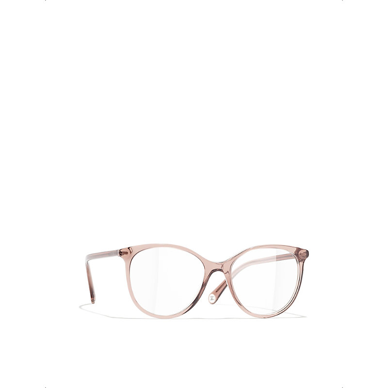 Pre-owned Chanel Womens Brown Ch3412 Pantos Round-frame Acetate Glasses