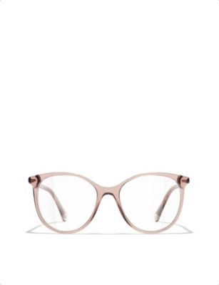 Pre-owned Chanel Womens Brown Ch3412 Pantos Round-frame Acetate Glasses