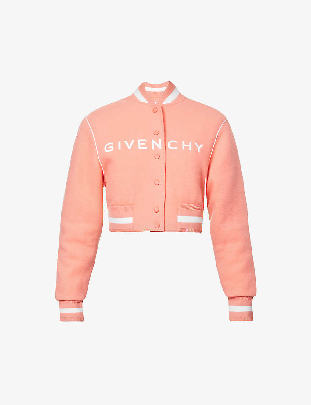 GIVENCHY GIVENCHY WOMEN'S CORAL LOGO-PRINT CROPPED WOOL JACKET,63362580