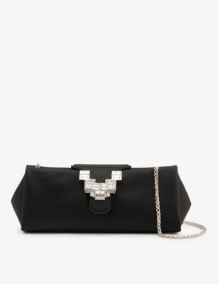 RODO: Anthea crystal-embellished satin clutch bag