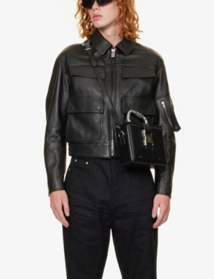 Shop Heliot Emil Black Carabiner-clasp Leather Top-handle Bag
