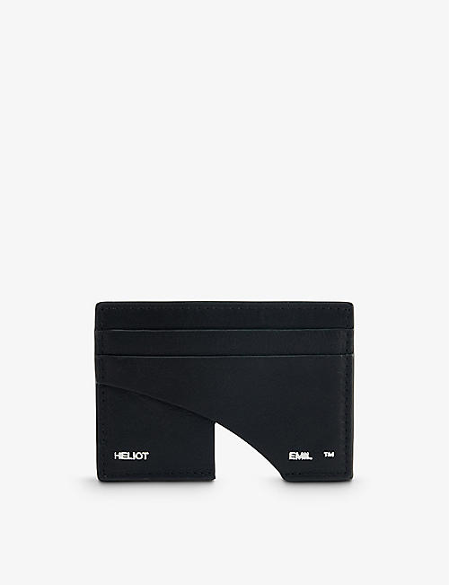 HELIOT EMIL: Brand-foiled cut-out leather card holder
