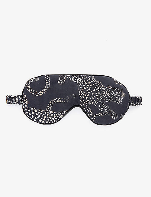 DESMOND AND DEMPSEY: Jag-print cotton sleep eye mask