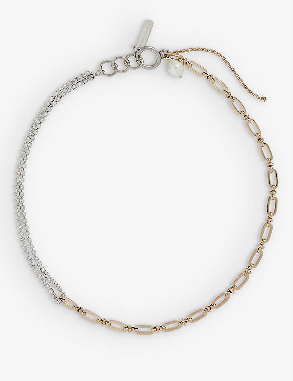 Justine Clenquet Jamie Asymmetrical Palladium And 24ct Yellow Gold-plated Brass Choker Necklace In Gold & Palladium