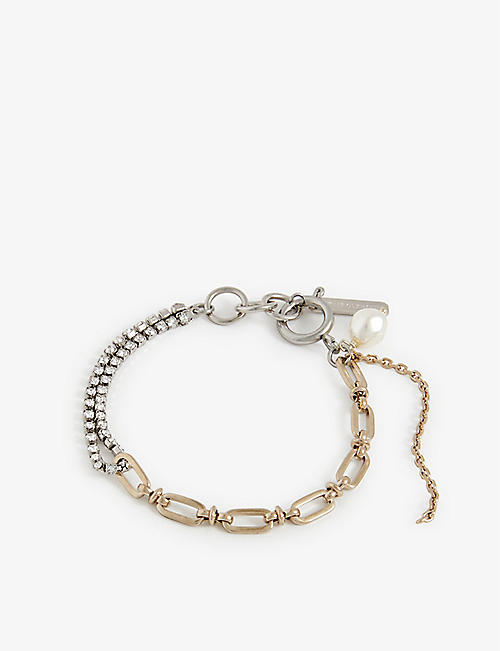 JUSTINE CLENQUET: Jamie asymmetrical palladium and 24ct yellow gold-plated brass bracelet