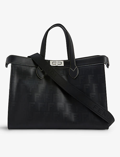FENDI: Peekaboo monogram-embossed leather top-handle bag