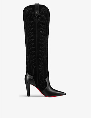 CHRISTIAN LOUBOUTIN: Sanita Botta 85 leather and suede boots