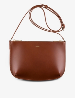 Apc Womens Hazelnut Sarah Logoembossed Leather Shoulder Bag ModeSens