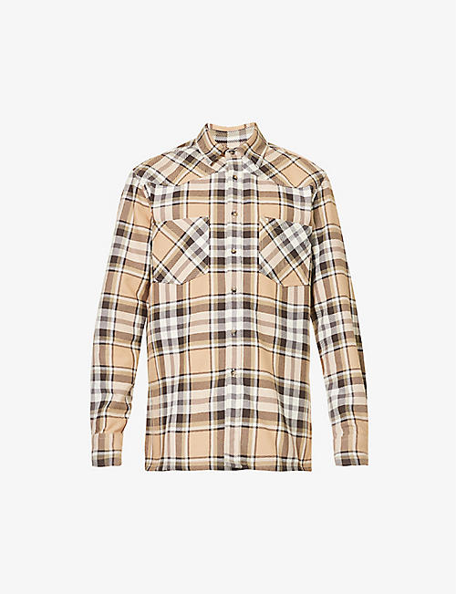 7 FOR ALL MANKIND: Western plaid-pattern regular-fit cotton shirt