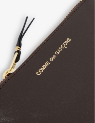 COMME DES GARÇONS WOMENS BROWN LOGO-PRINT LEATHER WALLET 63374651