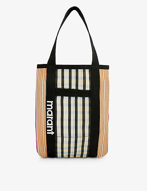 ISABEL MARANT: Darwen stripe-print woven tote bag