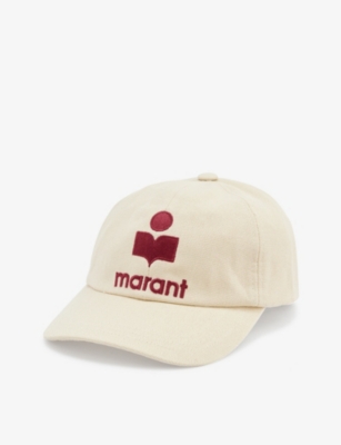 Isabel Marant Tyrony Logo Embroidered Cotton Cap In Ecru Red