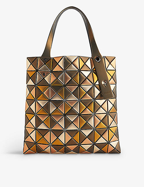 BAO BAO ISSEY MIYAKE: Platinum Mix metallic geometric shell tote bag