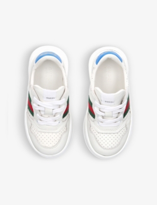 Shop Gucci Boys White Kids Chunky B Logo-printed Leather Low-top Trainers 1-4 Years