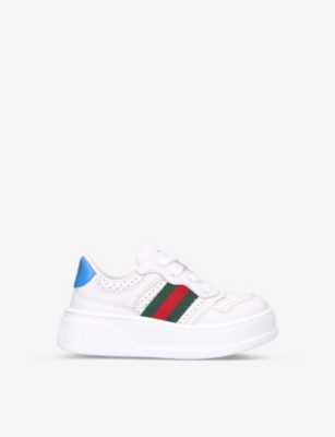 GUCCI: Chunky B logo-printed leather low-top trainers 1-4 years