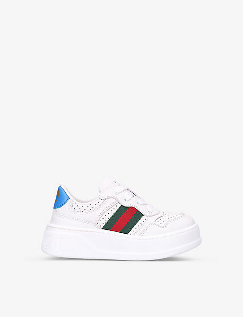 GUCCI: Chunky B logo-printed leather low-top trainers 1-4 years