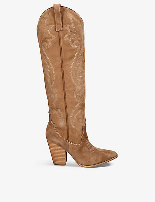 STEVE MADDEN: Lasso embroidered knee-high suede cowboy boots