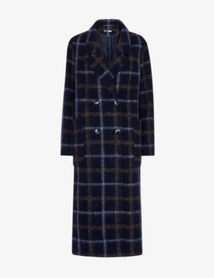 WHISTLES: Double-breasted check wool-blend coat