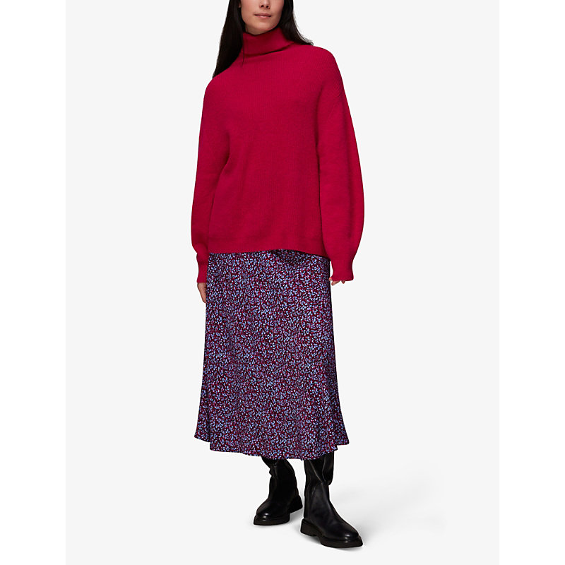 Shop Whistles Women's Multi-coloured Floral Garden Bias-cut Viscose Skirt