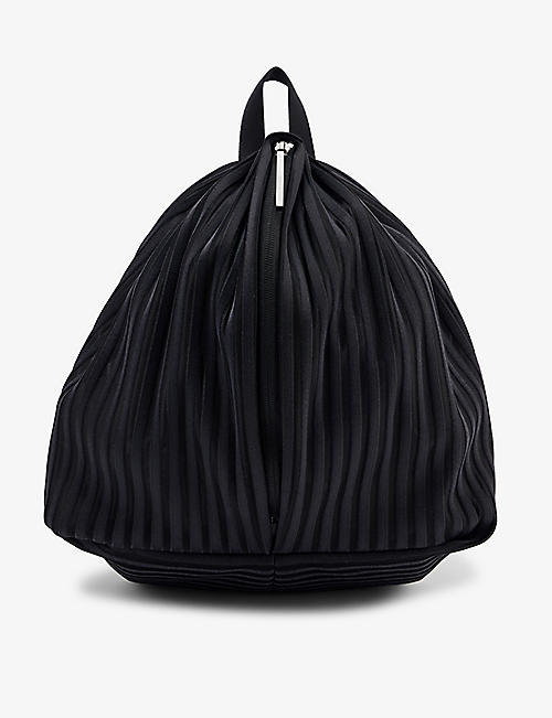 ISSEY MIYAKE: Linear pleated woven backpack