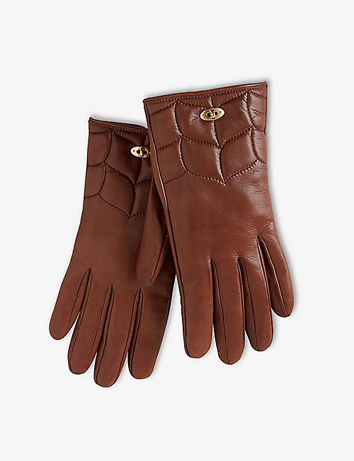 MULBERRY: Softie postman's lock leather gloves