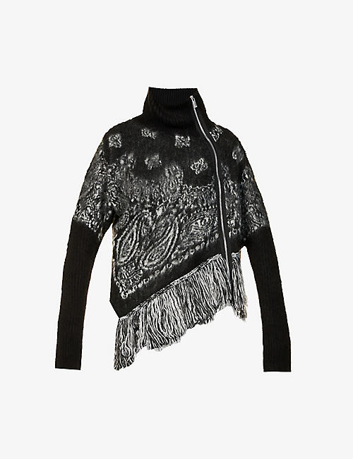 SACAI: Bandana-print knitted jumper