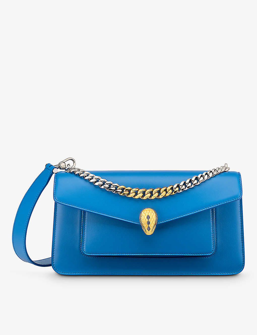 Bvlgari Womens Blue Serpenti East-west Maxi Chain Medium Leather Shoulder Bag