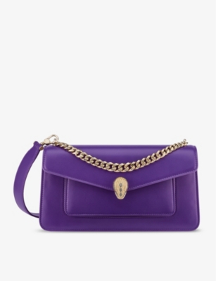 Bvlgari Serpenti East-west Maxi Chain Medium Leather Shoulder Bag In Purple