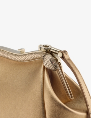 Shop Bvlgari Womens Gold Serpentine Leather Clutch Bag