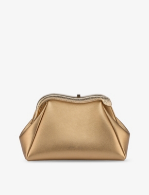 Bvlgari Womens Gold Serpentine Leather Clutch Bag