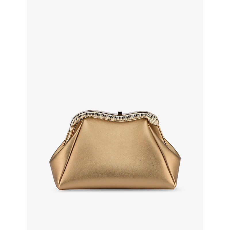 Bvlgari Womens Gold Serpentine Leather Clutch Bag