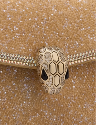 Shop Bvlgari Womens Light Gold Serpenti Forever Mini Suede Cross-body Bag