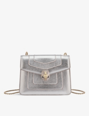 Bvlgari Serpenti Forever Leather Cross-body Bag In Silver