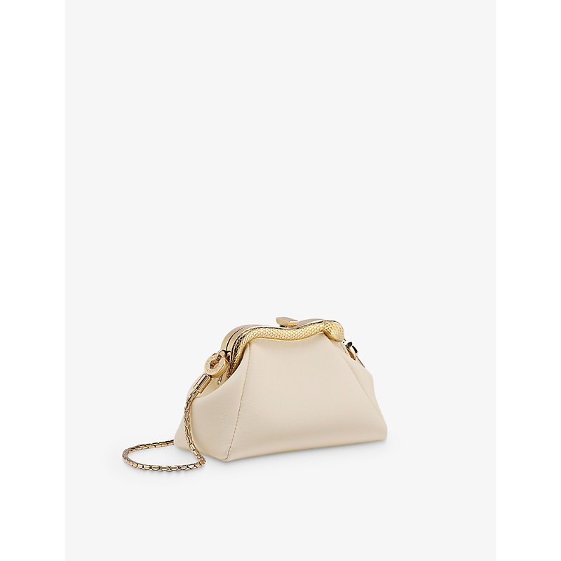 Bvlgari Serpentine Leather Pouch In Ivory
