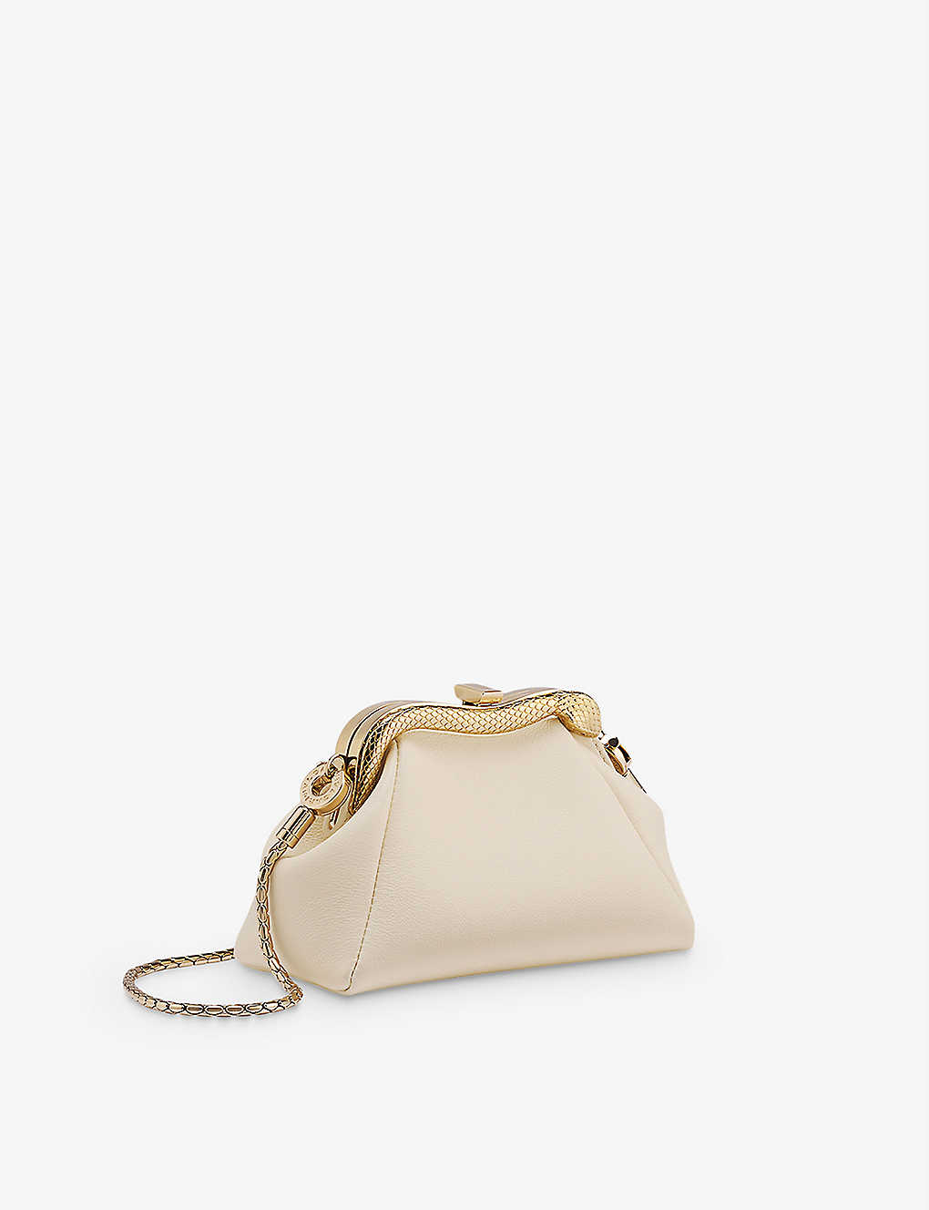 Bvlgari Serpentine Leather Pouch In Ivory