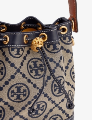 Shop Tory Burch T Monogram Jacquard Cotton-blend Cross-body Bag In Tory Navy