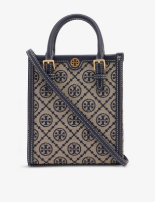 TORY BURCH: T Monogram mini jacquard cotton-blend tote bag