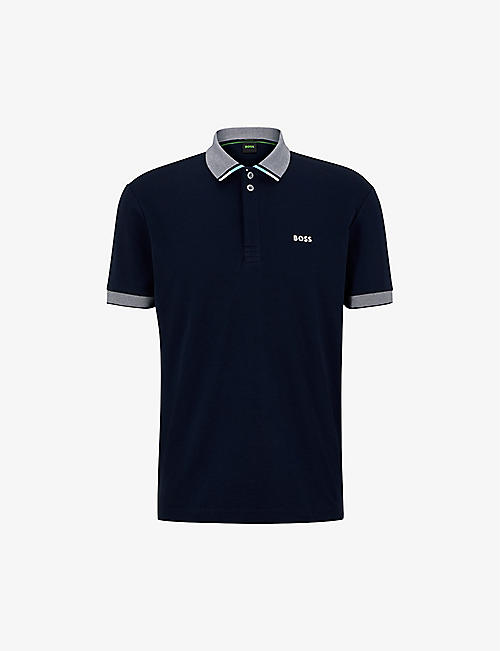 BOSS: Logo-print regular-fit cotton-piqué polo shirt