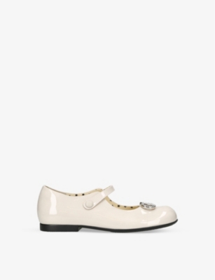 Gucci Logo-plaque Embellished Ballerina Shoes In Champagne