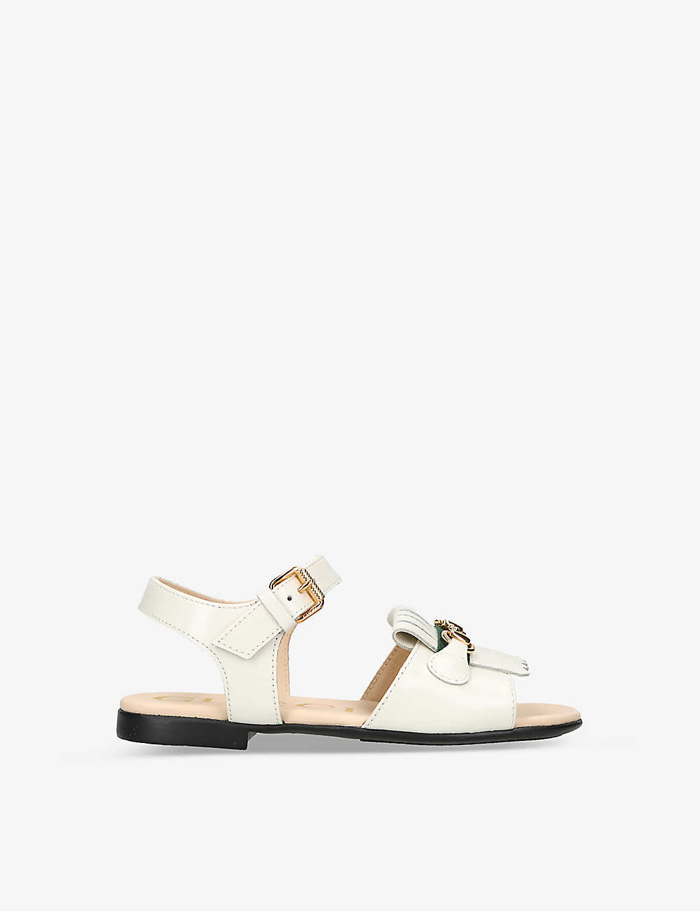 Shop Gucci Girls White Kids Snear Horsebit-embellished Tassel Leather Sandals 6 Months-4 Years