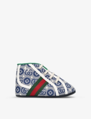 Gucci Babies' Tennis 1977 Canvas Booties In Blue