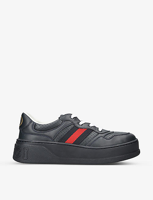 GUCCI: Chunky B logo-printed leather low-top trainers 5-8 years