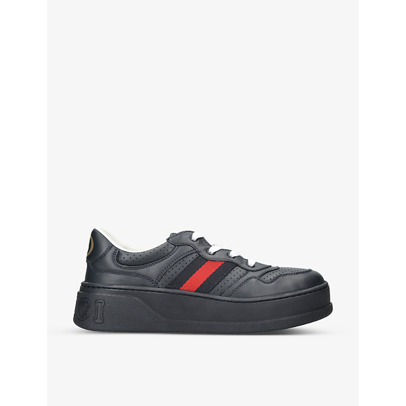 GUCCI GUCCI BOYS NAVY KIDS CHUNKY B LOGO-PRINTED LEATHER LOW-TOP TRAINERS 5-8 YEARS,63426763