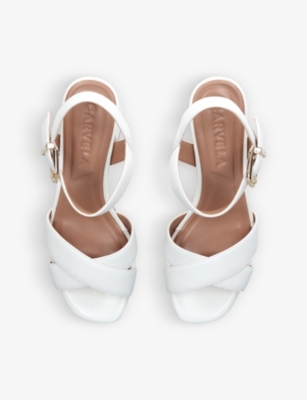 Shop Carvela Women's White Serafina Cross-strap Platform Leather Sandals
