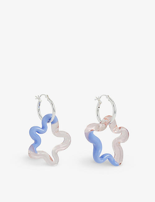 A SOUTH LONDON MAKERS MARKET: Roslyn Studio Charm sterling silver and glass hoop earrings