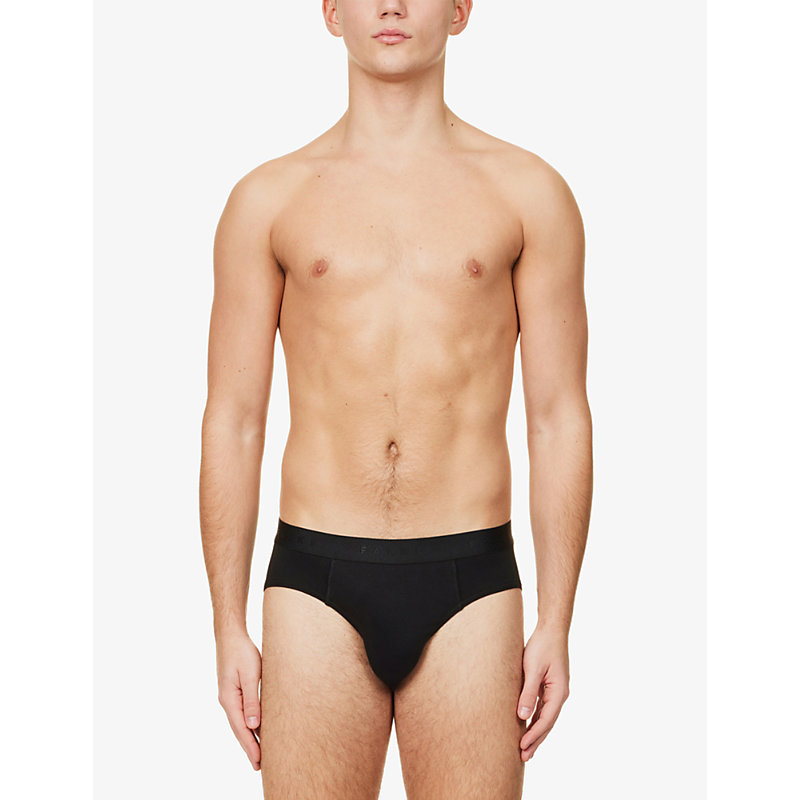 Shop Falke Tonal Waistband Pack Of Two Stretch-cotton Briefs In Black