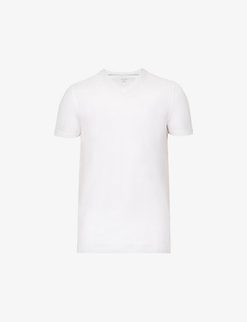 FALKE: Pack of two Daily Comfort V-neck stretch-cotton T-shirts