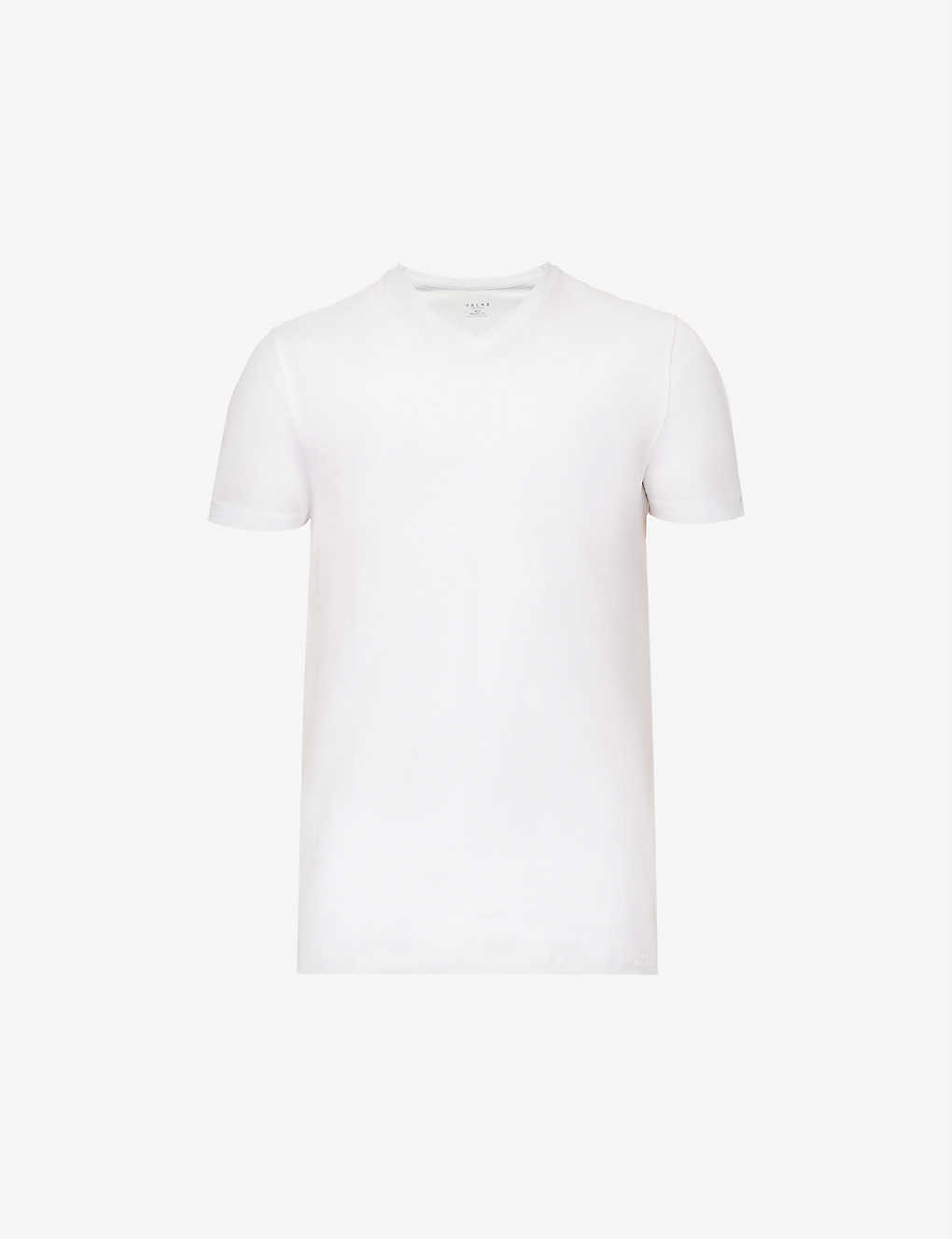 Falke Mens White Pack Of Two Daily Comfort V-neck Stretch-cotton T-shirts