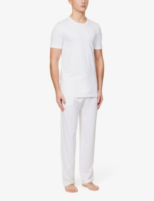Falke Mens White Regular-fit Crewneck Stretch-cotton T-shirt Pack Of Two In White