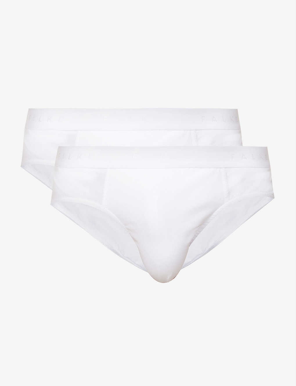 Falke Mens White Tonal Waistband Pack Of Two Stretch-cotton Briefs